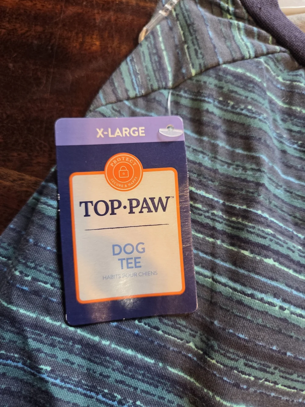 Top Paw Dog Tee Teal and Navy Striped